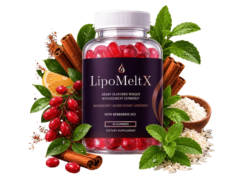 LipoMeltX berry gummy bottle